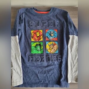 Marvel Superheroes Long Sleeve Shirt - Blue and White